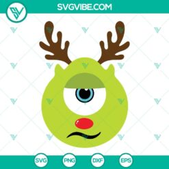 Mike Reindeer SVG File featuring Monsters Inc characters in a Christmas theme. PNG, DXF, EPS formats for crafting projects.