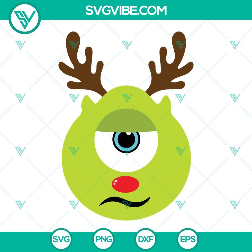 Mike Reindeer SVG, Monsters Inc Christmas SVG PNG DXF EPS Mike Reindeer SVG Files featuring Monsters Inc Christmas designs, PNG DXF EPS formats for holiday crafting projects.