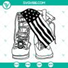Military boots and American flag themed SVG files for download, ideal for army veterans and patriotic designs.