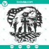 US eagle soldier kneeling digital design for Veterans Day, featuring a military eagle and veteran soldier. Perfect for military-themed projects.