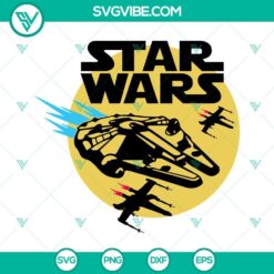 Millennium Falcon, The Mandalorian, The Galaxy SVG design for Star Wars fans, spaceship and Star Wars character in digital format.