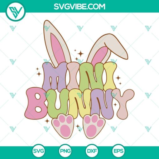 Mini Bunny Easter SVG design for Cricut, with PNG, DXF, and EPS files included for crafting projects.
