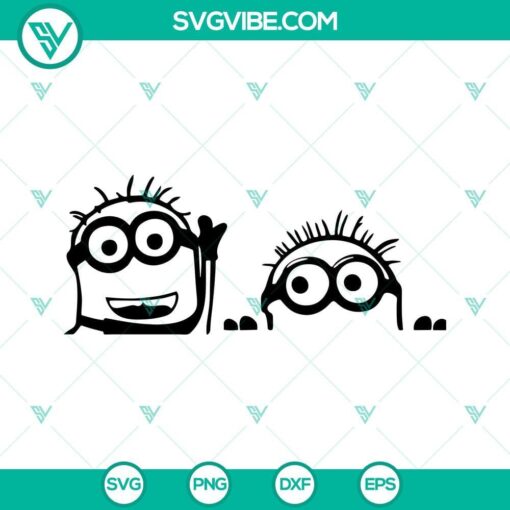 Minion SVG download in black and white for Cricut, featuring a playful design. Perfect for crafting projects.