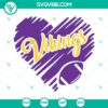 Minnesota Vikings football team heart-shaped SVG images for NFL fans, Vikings logo SVG file for crafts and projects.