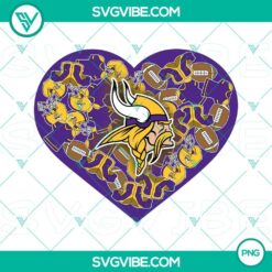 Minnesota Vikings heart Valentine PNG images in various file designs for downloading and printing.