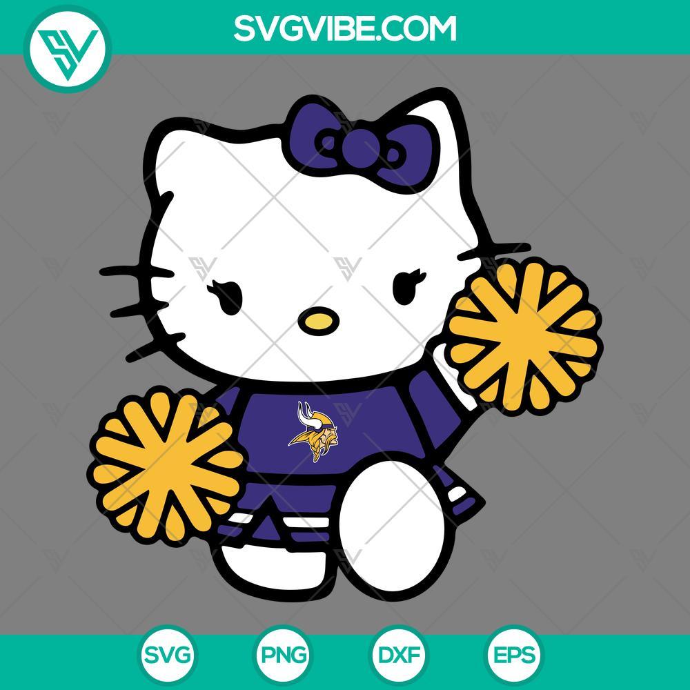 Minnesota Vikings Hello Kitty Cheerleader SVG PNG DXF EPS Cut Files Minnesota Vikings Hello Kitty Cheerleader design in SVG, PNG, DXF, and EPS formats for download. Cute and sporty football-themed graphic.