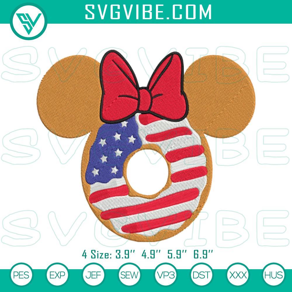 minnie-american-flag-donut-embroidery-designs-4th-of-july-disney-machine-embroidery-files-mockup.jpg Minnie Mouse American flag donut embroidery designs for 4th of July, featuring patriotic Disney pattern.