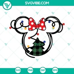 Minnie Mouse Disney Christmas Lights and Christmas Tree SVG file, with festive holiday design in a Disney theme. Perfect for crafts.