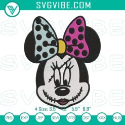Minnie Mouse as Jack Skellington embroidery design for Nightmare Before Christmas, digital file for embroidery machine.