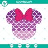 Minnie Mouse mermaid scales SVG download with Minnie's head silhouette, featuring a whimsical mermaid theme. Ideal for DIY projects.