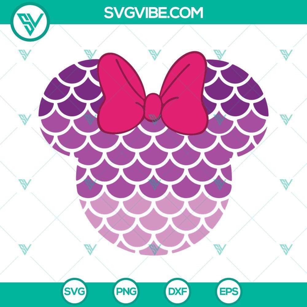 minnie-head-mermaid-scales-svg-minnie-mouse-mermaid-svg-disneysea-vacation-svg-png-dxf-eps-8-mockup.jpg Minnie Mouse mermaid scales SVG download with Minnie's head silhouette, featuring a whimsical mermaid theme. Ideal for DIY projects.