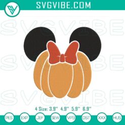 Disney-inspired mouse head pumpkin Halloween embroidery design, perfect for festive crafting.