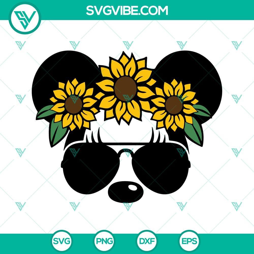 minnie-head-sunflower-bow-svg-magic-kingdom-svg-disney-mouse-svg-png-dxf-eps-cut-files-7-mockup.jpg Minnie Mouse head silhouette with sunflower bow in SVG format. Disney Magic Kingdom illustrations. Ideal for Disney fans and craft projects.