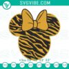 Minnie Mouse head with tiger print embroidery design for Disney safari trip, machine file.