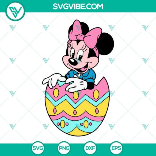 Minnie Mouse Easter SVG with Easter egg design, perfect for Disney fans. Cute and unique Disney Easter graphic for crafts and decor.
