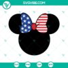 Minnie Mouse American flag bow SVG download for Cricut featuring patriotic design in PNG, DXF, and EPS formats.