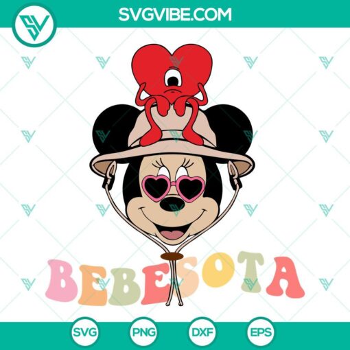 Minnie Mouse Bad Bunny and Bebesota SVG images with PNG and DXF files for download. Great for crafting projects.