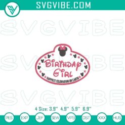 Minnie Mouse Birthday Girl embroidery file, perfect for happiest celebration designs, ideal for DIY projects.