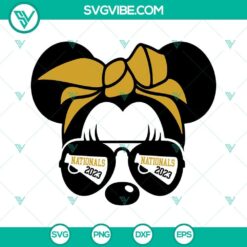 Minnie Mouse cheer SVG images with bandana and sunglasses, perfect for Nationals 2023. Download this fun and vibrant design today!