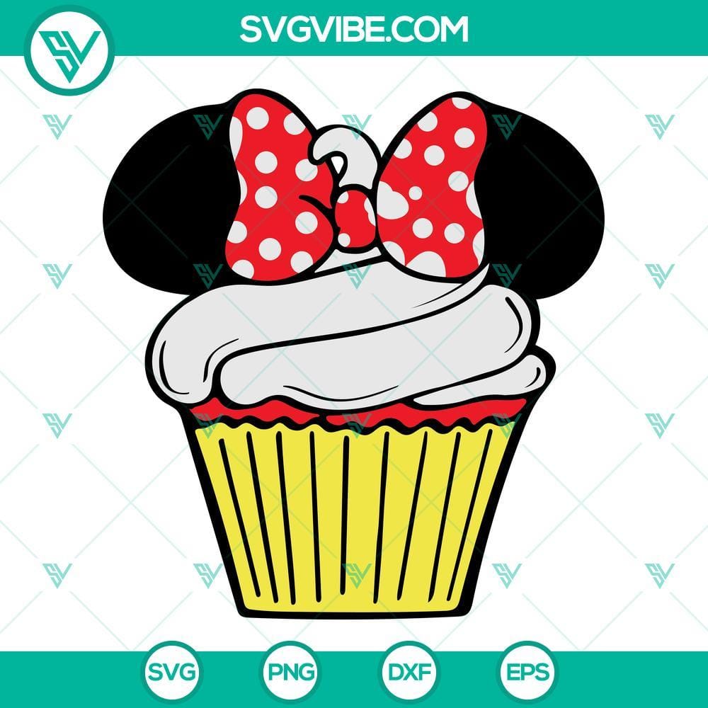 Minnie Mouse Cupcake SVG PNG DXF EPS Cricut Silhouette Vector Clipart Minnie Mouse cupcake digital SVG file for Cricut and Silhouette machines, PNG, DXF, EPS vector formats included.