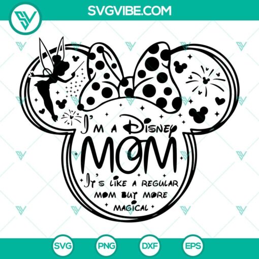 Disney Mom SVG with Minnie Mouse ears and Tinker Bell design for Cricut projects. Ideal for Disney-loving moms.