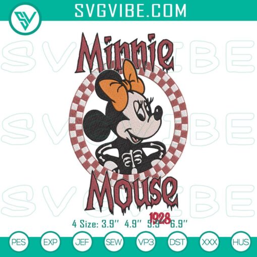 Minnie Mouse Halloween embroidery design with cute Disney friends, perfect for Halloween crafts.