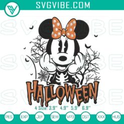 Cute mouse skeleton embroidery design for Halloween featuring a spooky cartoon character pattern.