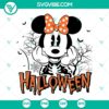 Minnie Mouse Halloween skeleton SVG for Cricut, perfect for Halloween crafts, featuring Minnie Mouse in a spooky skeleton design.