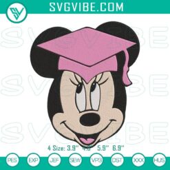 Minnie Mouse graduation cap embroidery designs, perfect for Disney graduates.