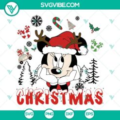 Minnie Mouse Santa Hat Christmas SVG design featuring Disney Minnie Mouse in a festive holiday outfit. File for crafting projects.