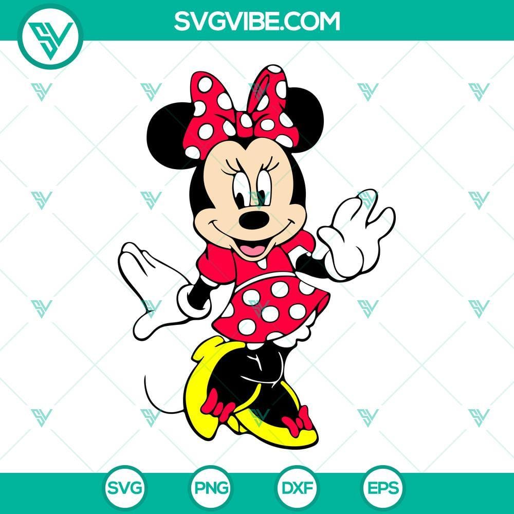 Minnie Mouse Smiling SVG, Disney Cartoon Character SVG PNG DXF EPS Minnie Mouse Smiling SVG images for download, Disney character design in PNG and DXF formats. Great for crafts and digital projects.