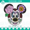 Minnie Mouse sugar skull embroidery design, Disney Day of the Dead file, vibrant and festive twist on a classic character.