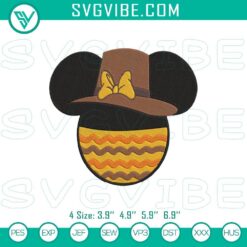 Thanksgiving Minnie Mouse embroidery file, Disney design perfect for holiday crafts.