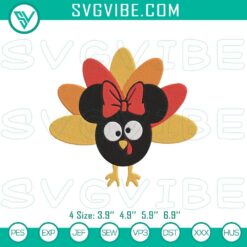 Thanksgiving Minnie Mouse embroidery design for holiday projects.