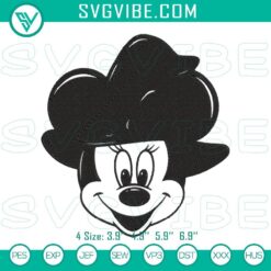 Halloween-themed Minnie Mouse witch embroidery design, perfect for spooky projects.