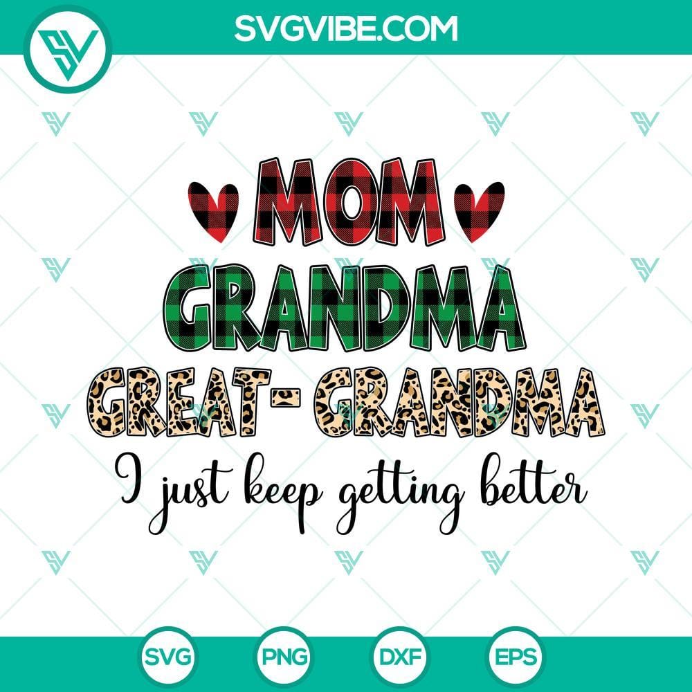 mom-grandma-svg-mom-grandma-great-grandma-i-just-keep-getting-better-svg-christmas-merry-mom-svg-christmas-merry-grandma-svg-1-mockup.jpg Mom Grandma SVG design with the text "Mom Grandma Great Grandma I Just Keep Getting" in a trendy style. Perfect for family-themed digital projects.