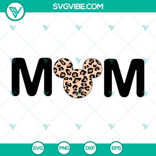 Mom Leopard Mouse Head SVG image for Mother's Day with Mom SVG images. Perfect for crafts, decals, and more.