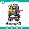 MOM of Both SVG file with Messy Bun Cheer Football Mom design in Purple and Yellow color scheme, perfect for sports mom crafts.