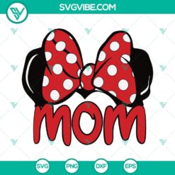 Mom Red Bow SVG featuring Disney Minnie Mouse red bow design for Mother's Day celebration. Ideal for crafting projects.