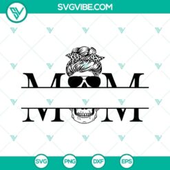 Monogram skull mom SVG download, perfect gift for mother's, intricate design with personalized touch, digital image.