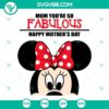Happy Mothers Day Minnie SVG Files for Mom, featuring Disney character design. Ideal for Mother's Day crafts.