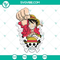 Monkey D Luffy One Piece SVG file for download, includes PNG, DXF, EPS cut files, ideal for crafting projects.