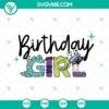 Monsters Inc themed birthday girl SVG with Mike and Sully characters, perfect for a birthday celebration, cute design.