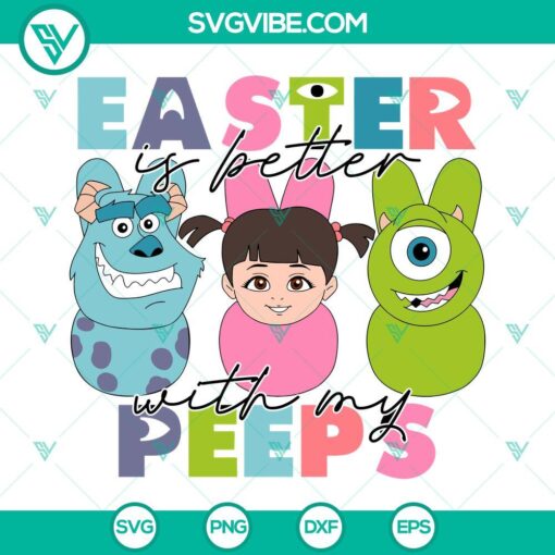 Monsters Inc Bunny and My Peeps SVG Files, perfect for Easter crafts and decorations, in a funny design.