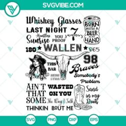 Morgan Wallen song lyrics SVG download featuring country music lyrics for "One Night At A," suitable for crafting projects.