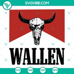 Red distressed bull skull SVG featuring Morgan Wallen logo. Ideal for crafts. PNG and DXF formats available for download.