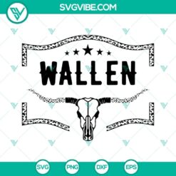 Morgan Wallen Bull skull SVG download in all black, perfect for country music fans.
