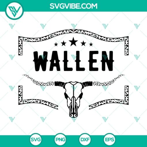 Morgan Wallen Bull skull SVG download in all black, perfect for country music fans.