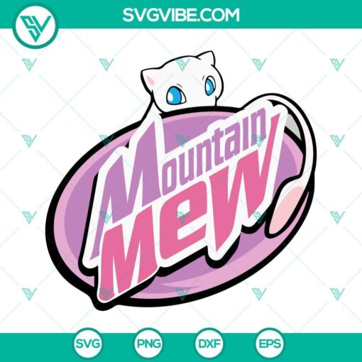 Mountain Mewtwo Pokemon SVG file with download options in PNG, EPS, and DXF formats for digital designs.