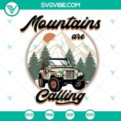 Mountains Are Calling Jeep SVG File, Retro Sunset Forest SVG Image, Mountain
